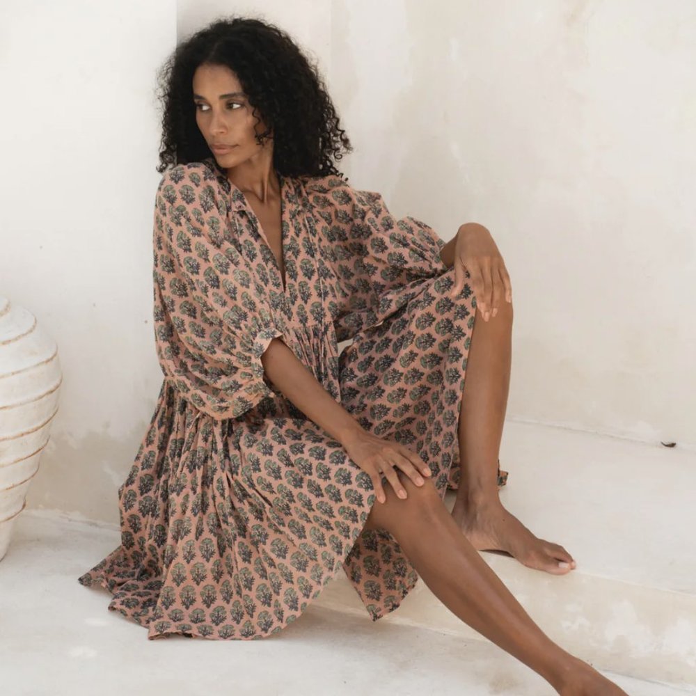 Daughters of India, Kyra Mini Dress, Himalayan Pink Salt